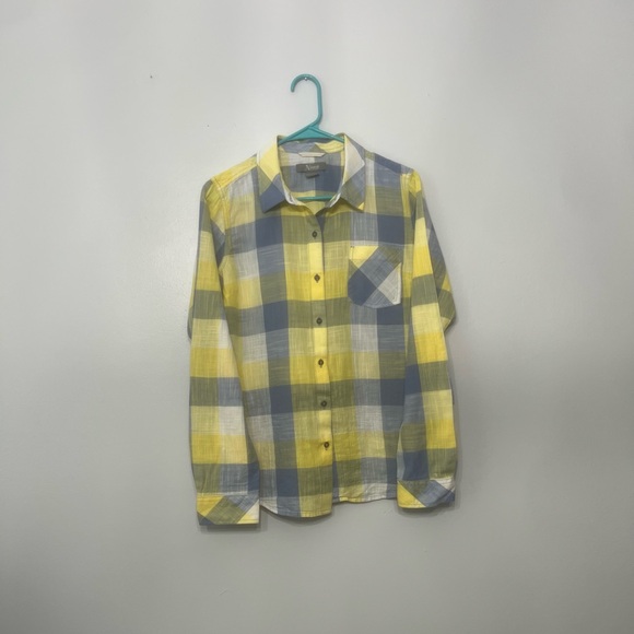 Natural Reflections Tops - Natural Reflections Yellow and Light Blue Plaid Women’s Shirt